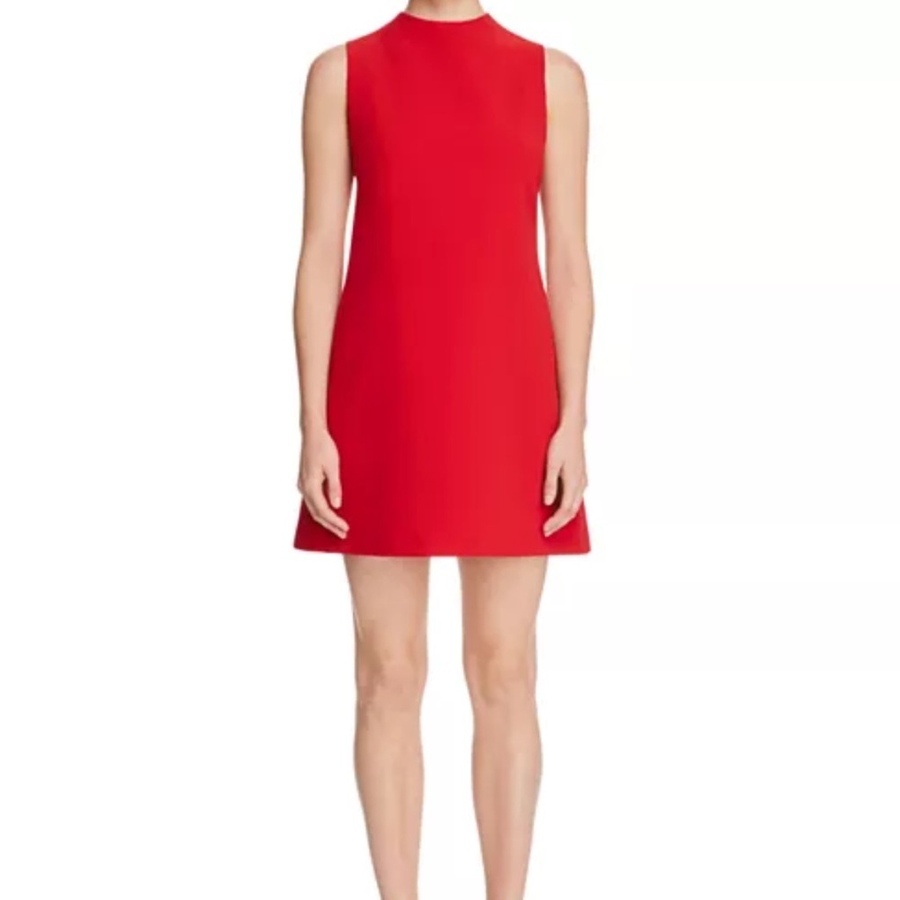 Alice + Olivia Red‎ Sleeveless Mock Neck Shift Dress Exposed Zipper Size 6